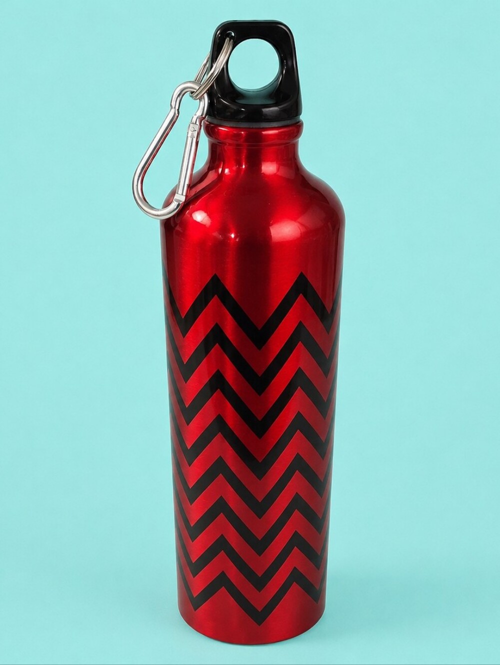 Mary Kay Red Stainless Steel Water Bottle with Black Chevron